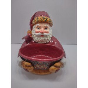 2003 Folk Heart Winter at Home 2 Pc. Santa & Bowl  By Kathy Killip for DEMDACO